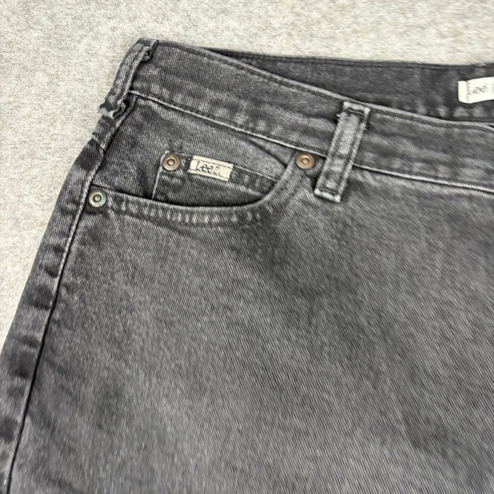 Lee Relaxed Straight Leg Jeans Women 16 Medium Black Denim High Rise Y2K Outdoor - Picture 5 of 14